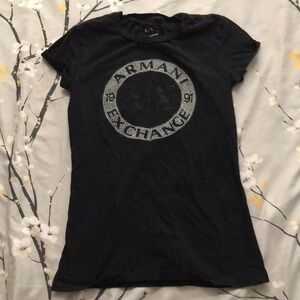 Armani exchange bling logo black and silver top